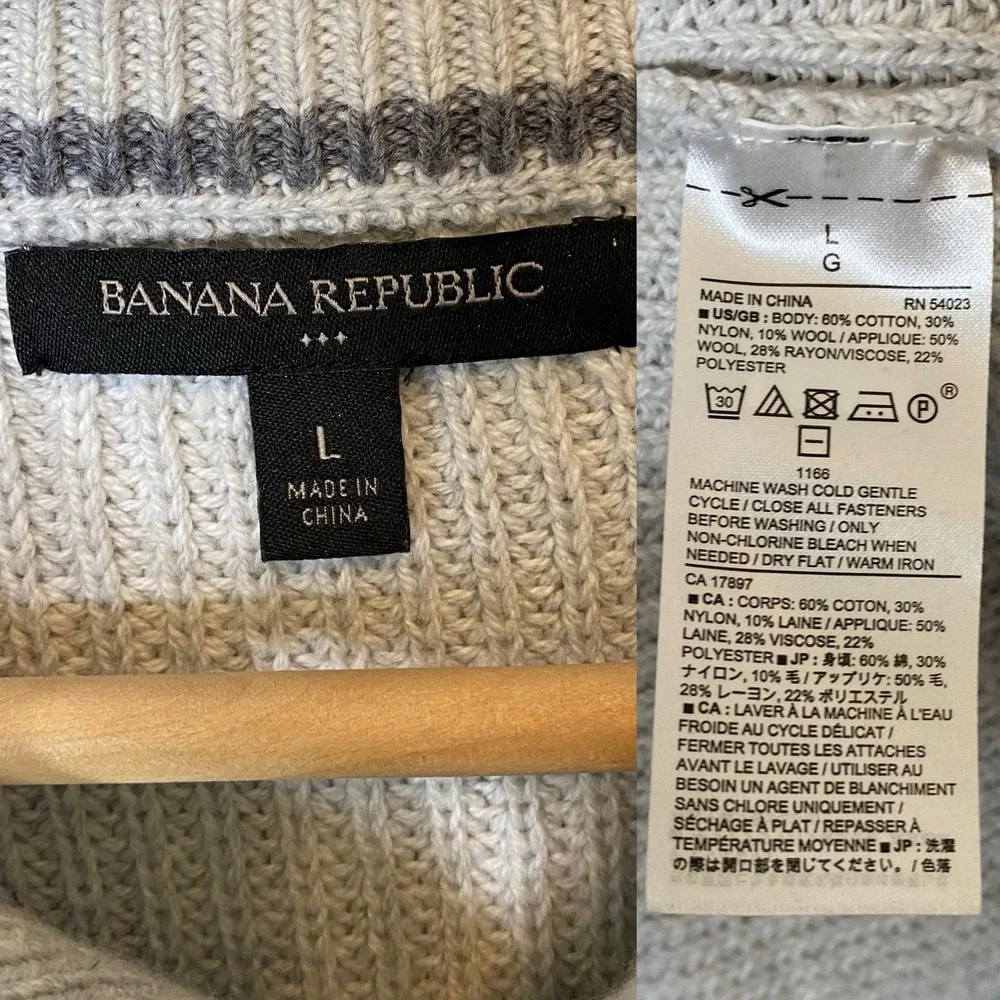 Banana Republic Men's Wool Blend Popover Sweater Gray size Large‎ - Picture 5 of 5